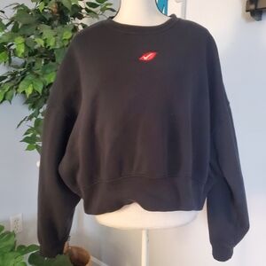 NIKE Lips Kiss And Hearts Oversized Cropped Crewneck Sweatshirt M